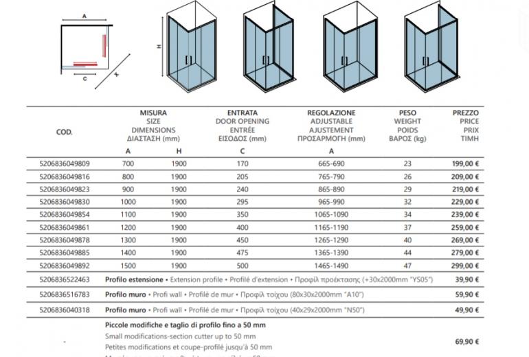Tuš kabina Flora 100 - 80x130