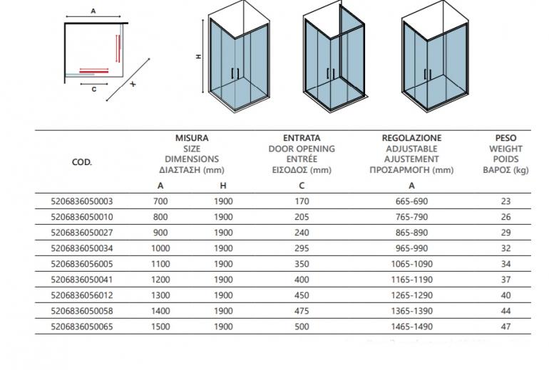 Tuš kabina Flora 100 Satin - 80x120