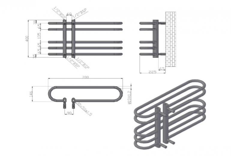 Radiator Dora 70x40 cromo