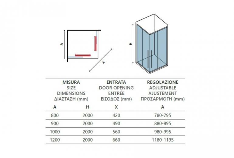 Tuš kabina Santorini 100 Nero - 80x100