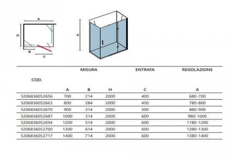 Tuš kabina Tinos TN-10 - 70x90