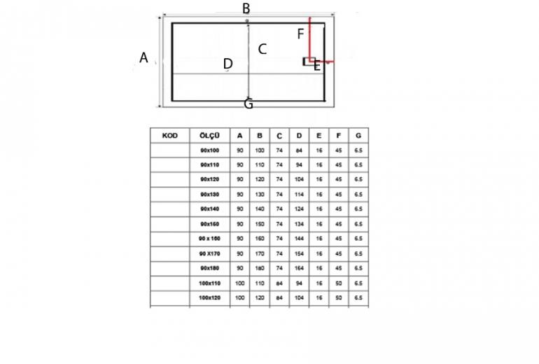 Tuš kad Poros 90x120 s sifonom