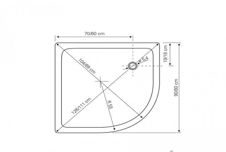 Tuš kad Fonte 80x80 polkrožna