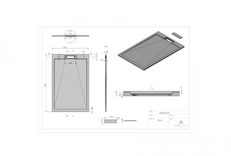 Tuš kad Stone 80x160 bela