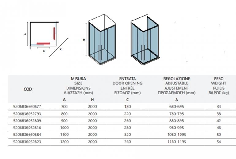 Tuš kabina Santorini 100 - 70x70