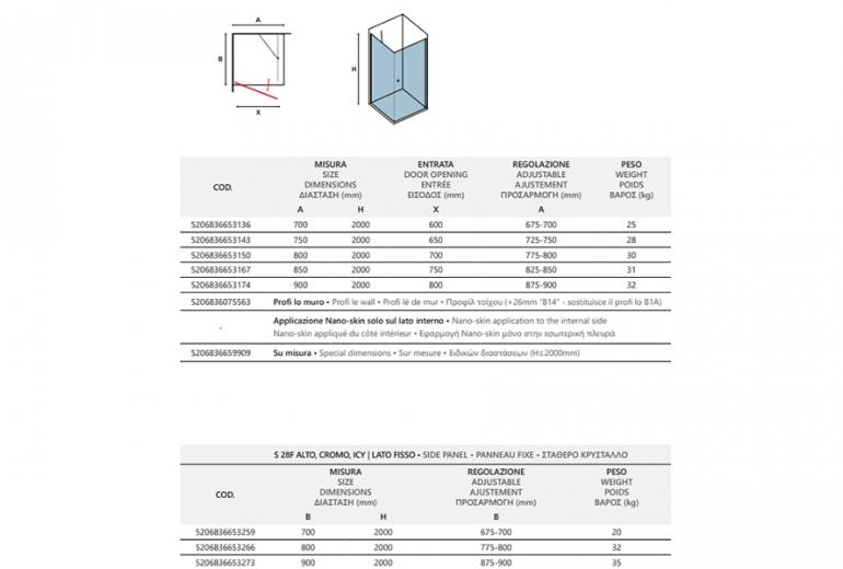 Tuš kabina S28 Alto Free Satin 90x90