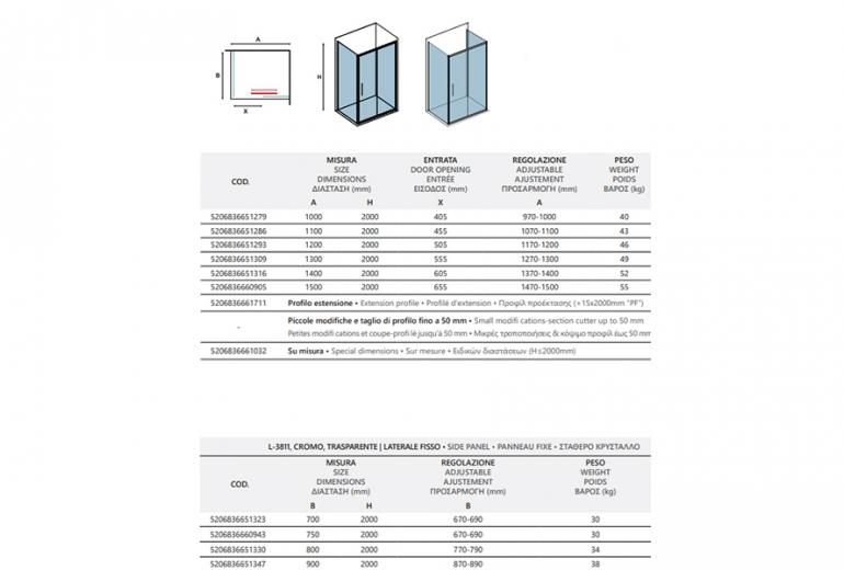 Tuš kabina Lea 400 krom 90x100