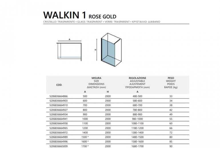 Tuš stena Walkin 1 Rose Gold 60x200