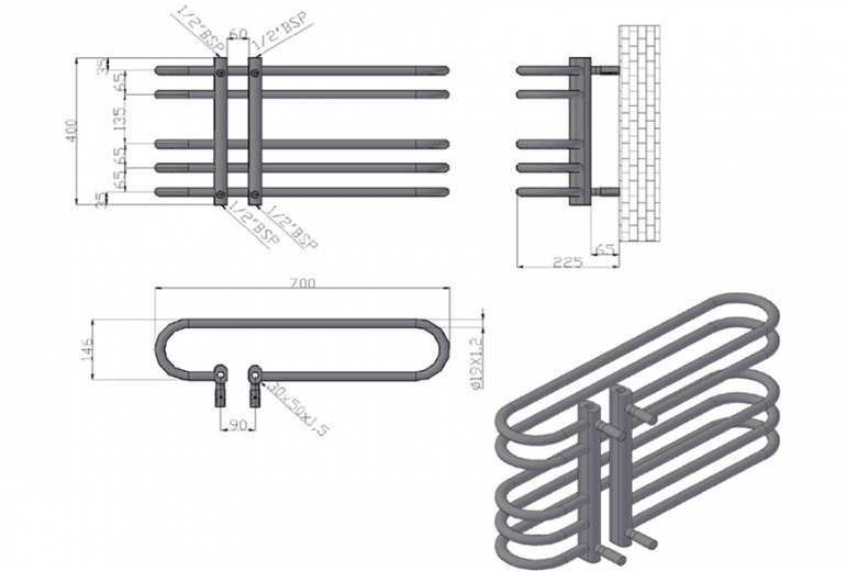 Radiator Dora 70x40 Nero
