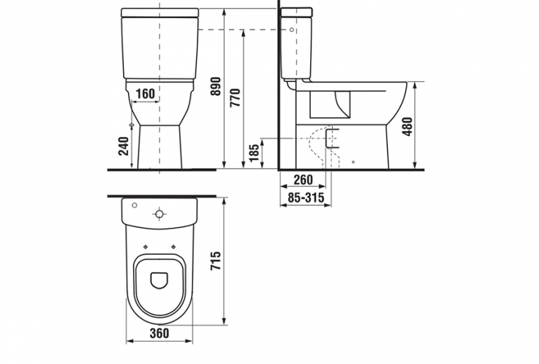 WC Monoblok Mio povišani 48 cm