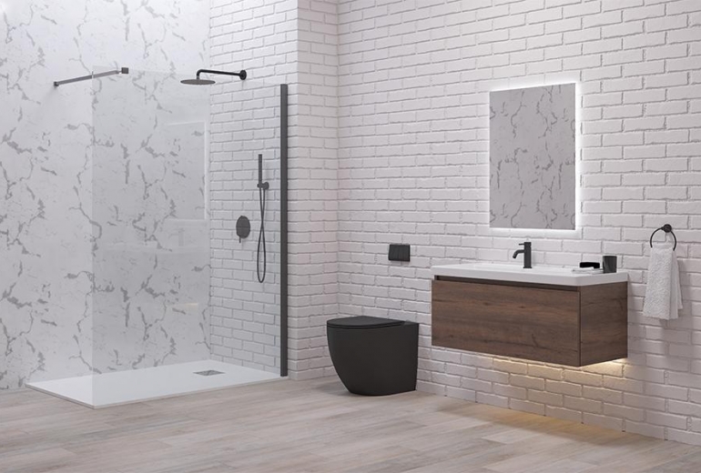 Tuš stena Walkin 1 Gun Metal 150x200