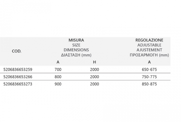 Tuš steklo S28F Alto 80 Satin