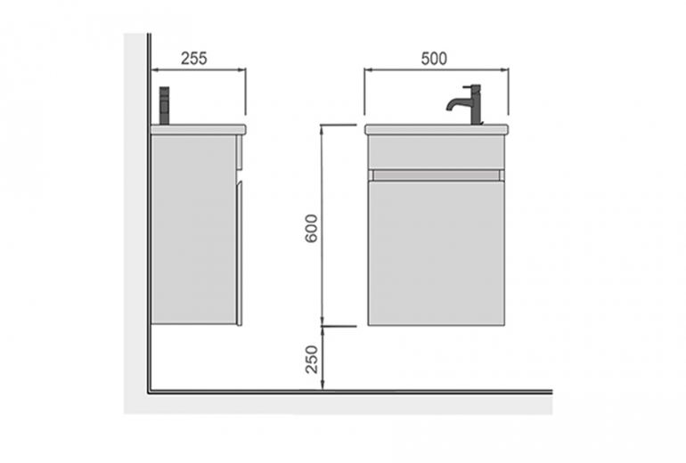 Omarica z umivalnikom Vela 50 stenska