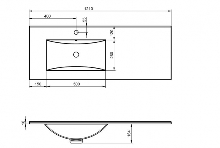 Umivalnik Flat 120 Left Basin