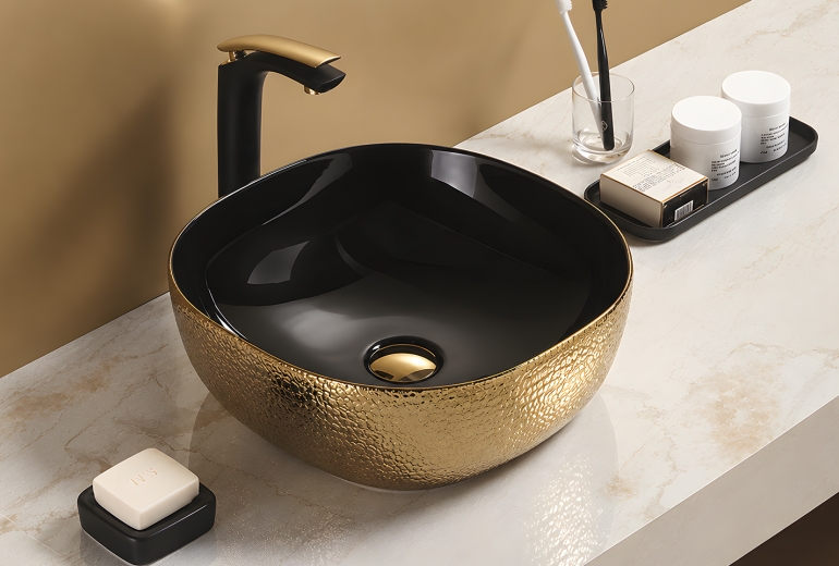 Umivalnik Kimic Oval 42 Gold-Black