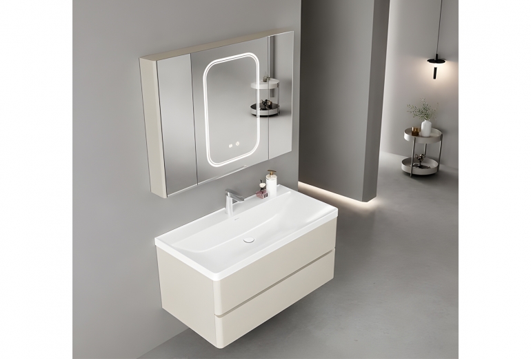 Ogledalo-omarica Simpla 95 LED Cream White
